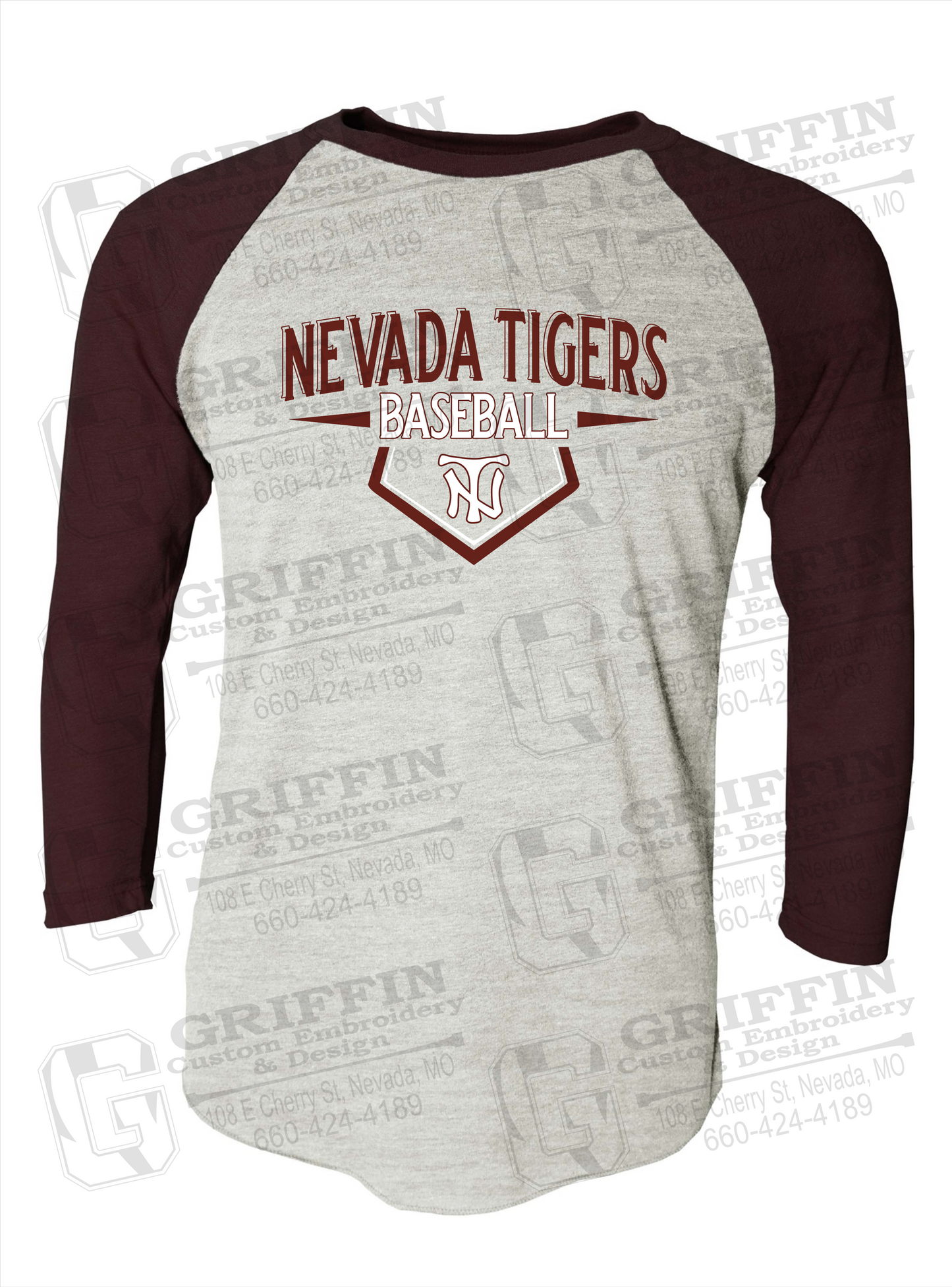 Tri-Blend Raglan Sleeve T-Shirt - Baseball - Nevada Tigers 24-W