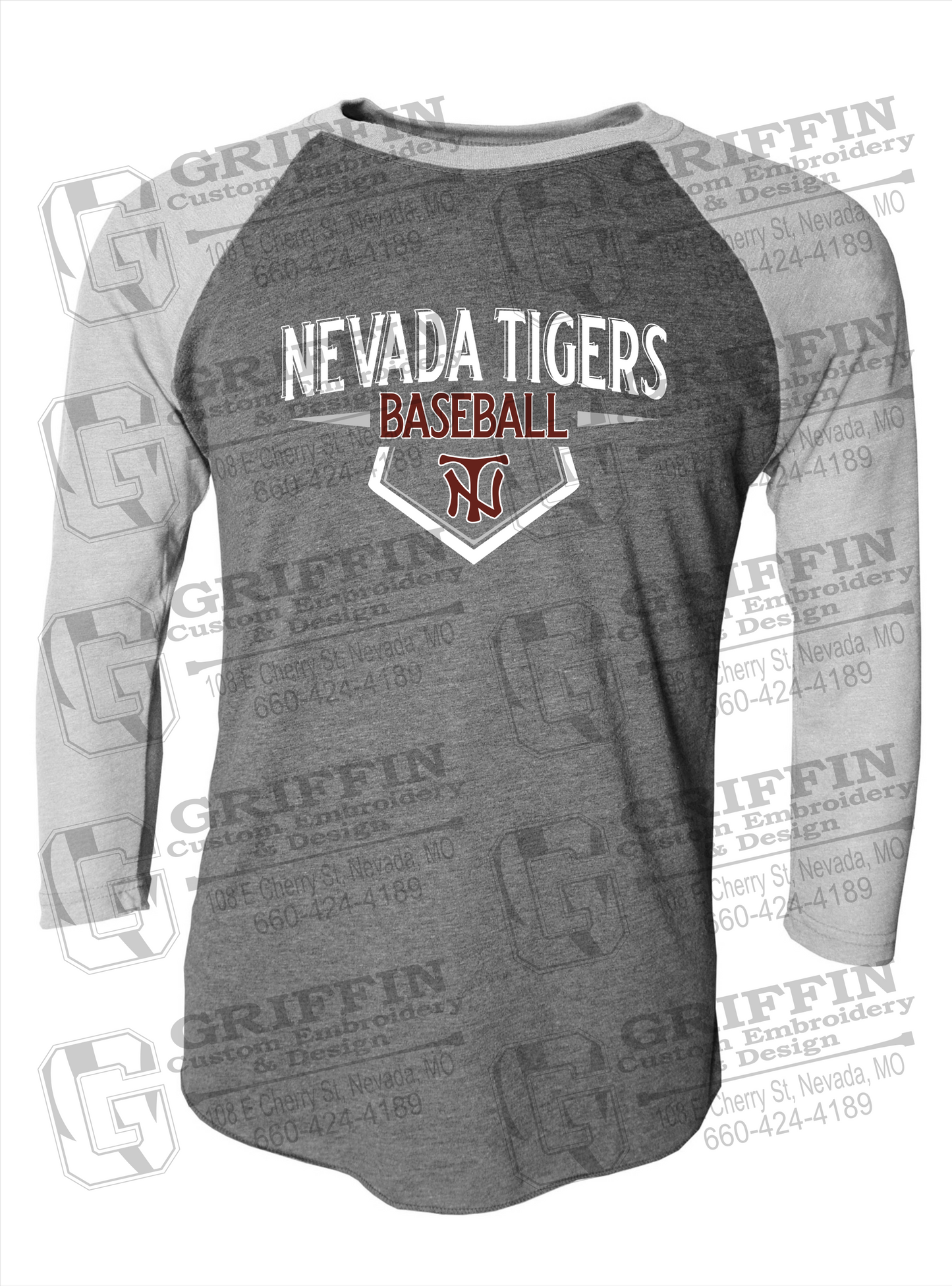 Tri-Blend Raglan Sleeve T-Shirt - Baseball - Nevada Tigers 24-W