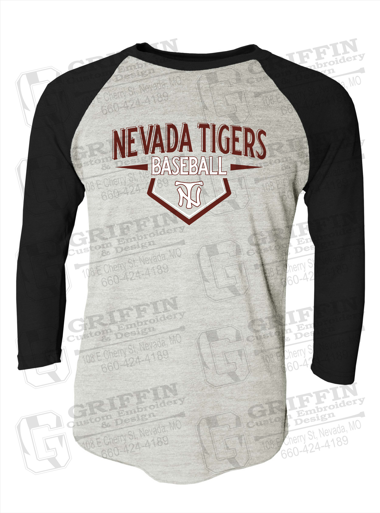 Tri-Blend Raglan Sleeve T-Shirt - Baseball - Nevada Tigers 24-W