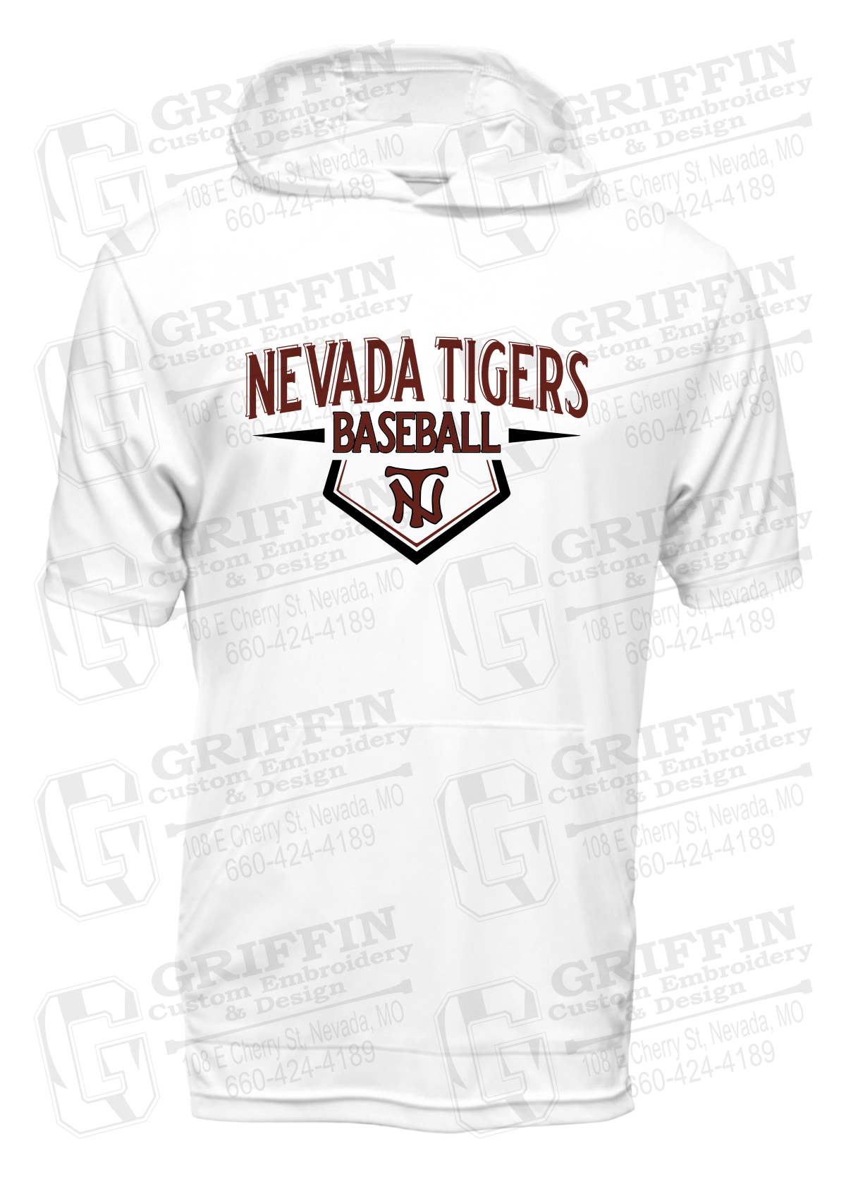 Dry-Fit Short Sleeve T-Shirt Hoodie - Baseball - Nevada Tigers 24-W