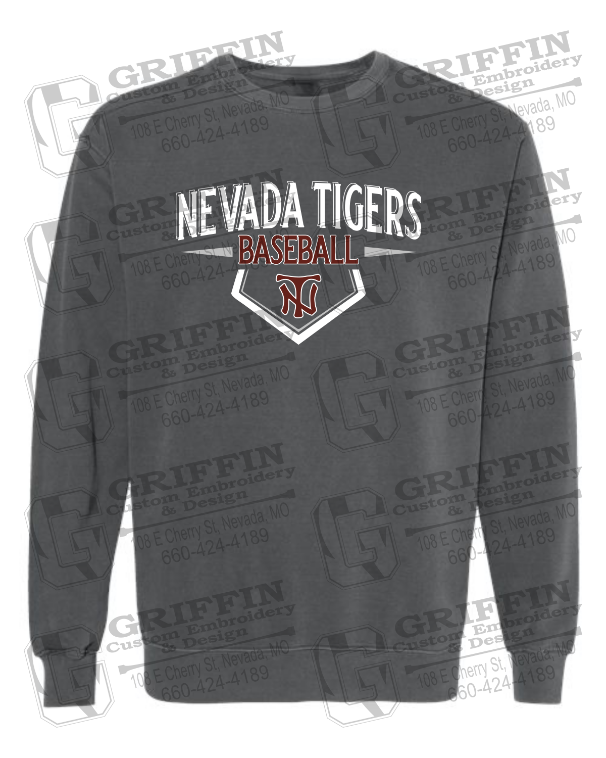 Comfort Colors Crewneck Sweatshirt - Baseball - Nevada Tigers 24-W