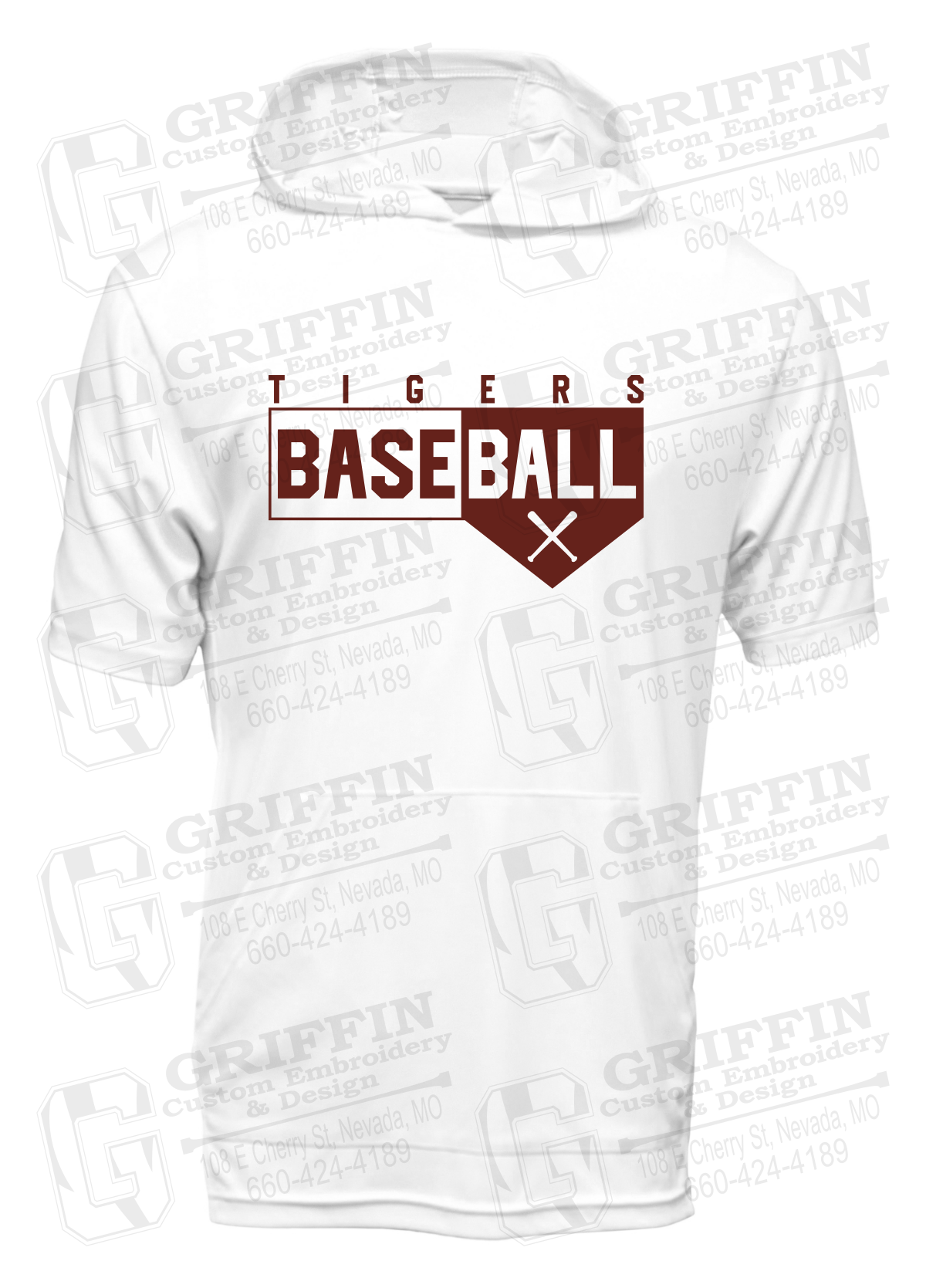 Dry-Fit Short Sleeve T-Shirt Hoodie - Baseball - Nevada Tigers 24-X