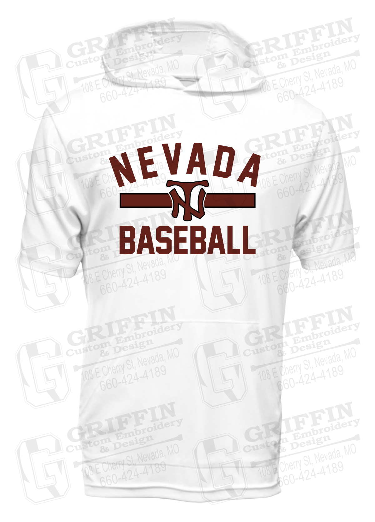 Dry-Fit Short Sleeve T-Shirt Hoodie - Baseball - Nevada Tigers 24-Z