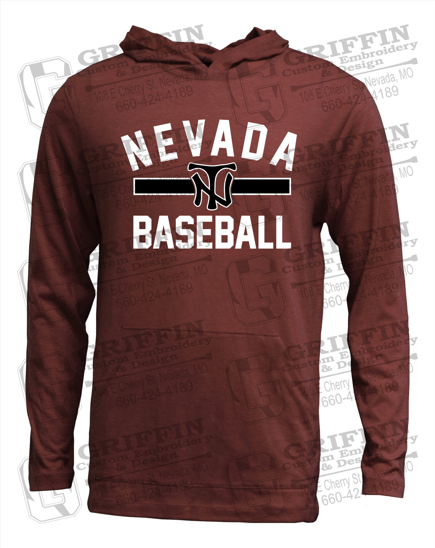 Soft-Tek T-Shirt Hoodie - Baseball - Nevada Tigers 24-Z