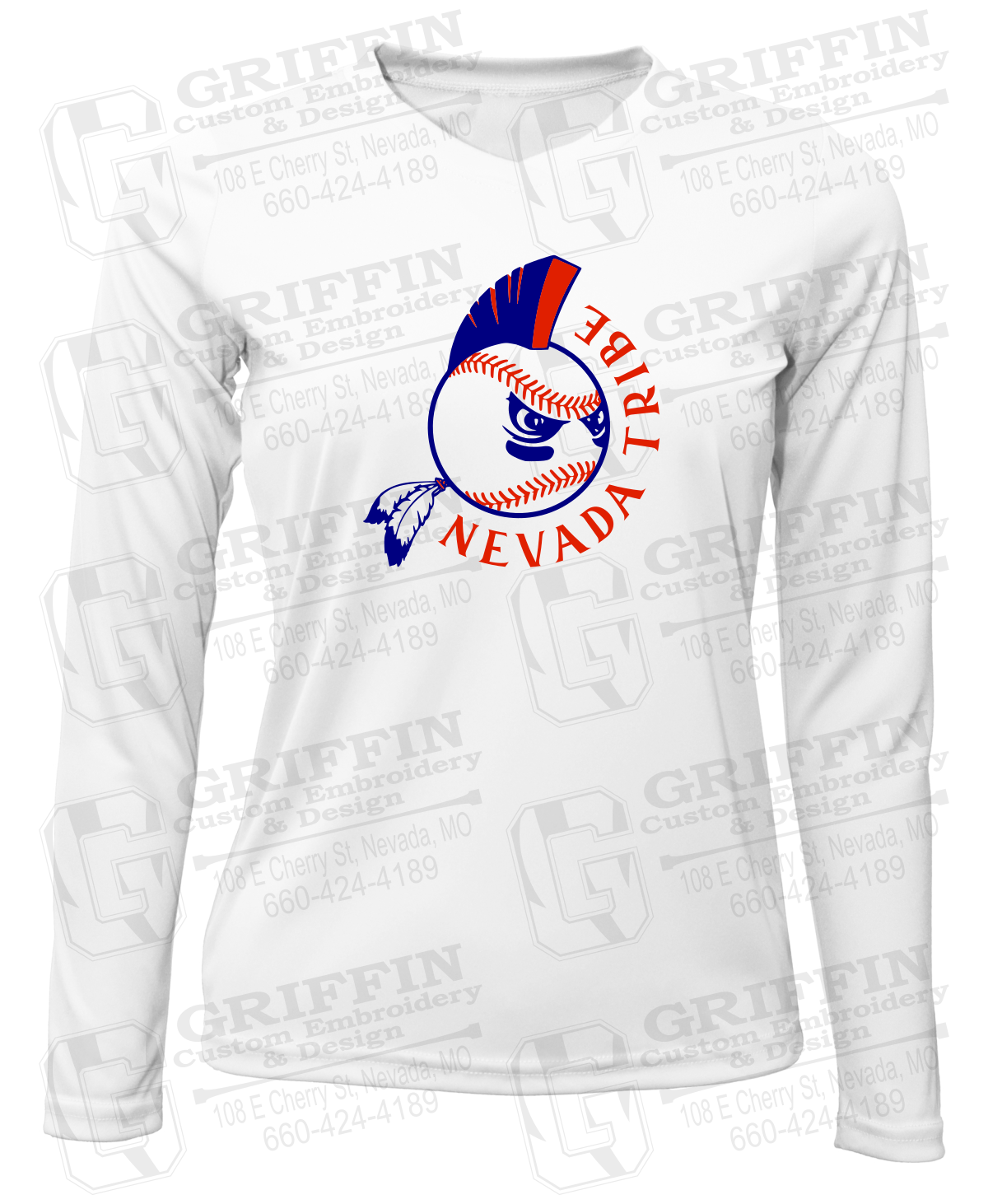 Womens Long Sleeve V-Neck Dry-Fit T-Shirt - Tribe Baseball 25-A