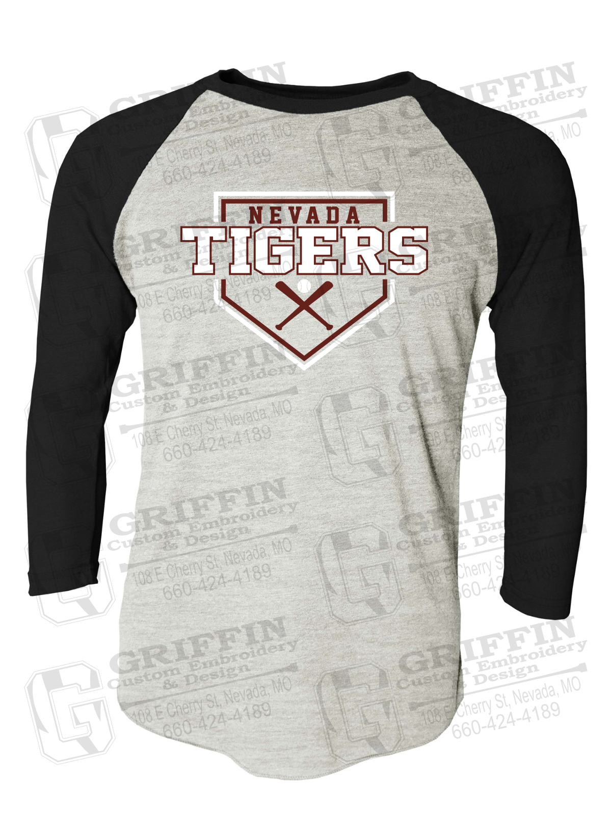 Tri-Blend Raglan Sleeve T-Shirt - Baseball - Nevada Tigers 25-A