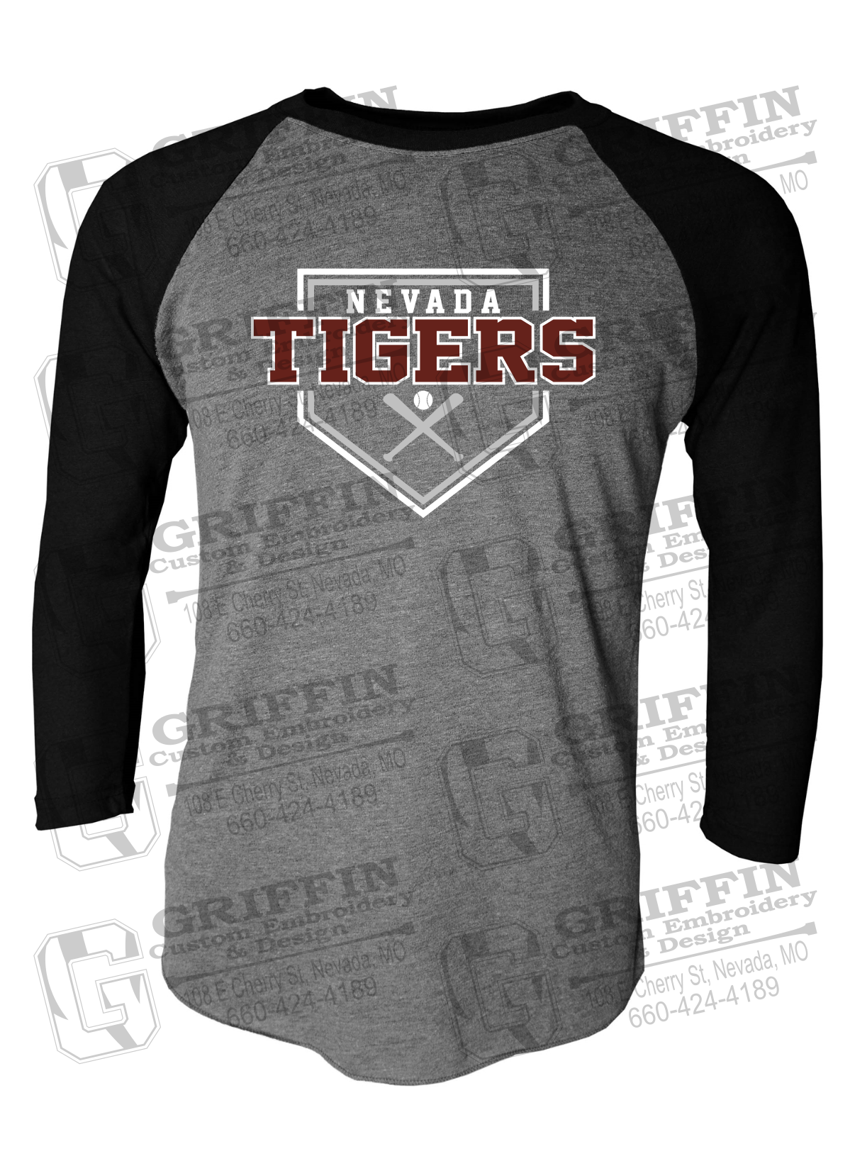 Tri-Blend Raglan Sleeve T-Shirt - Baseball - Nevada Tigers 25-A