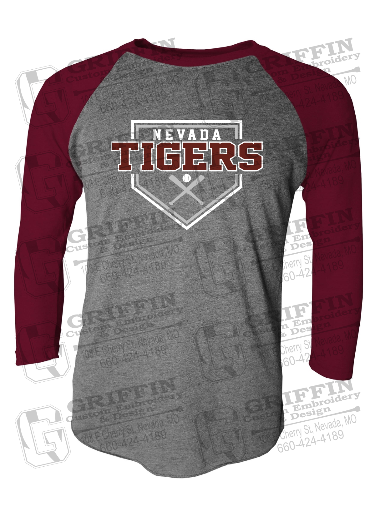 Tri-Blend Raglan Sleeve T-Shirt - Baseball - Nevada Tigers 25-A