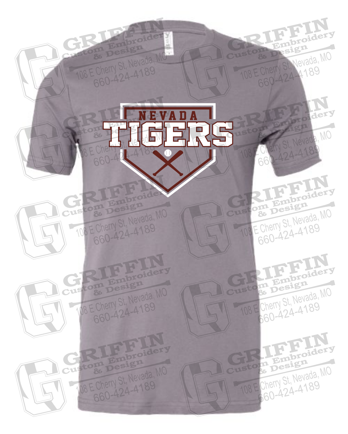 Cotton Short Sleeve T-Shirt - Baseball - Nevada Tigers 25-A