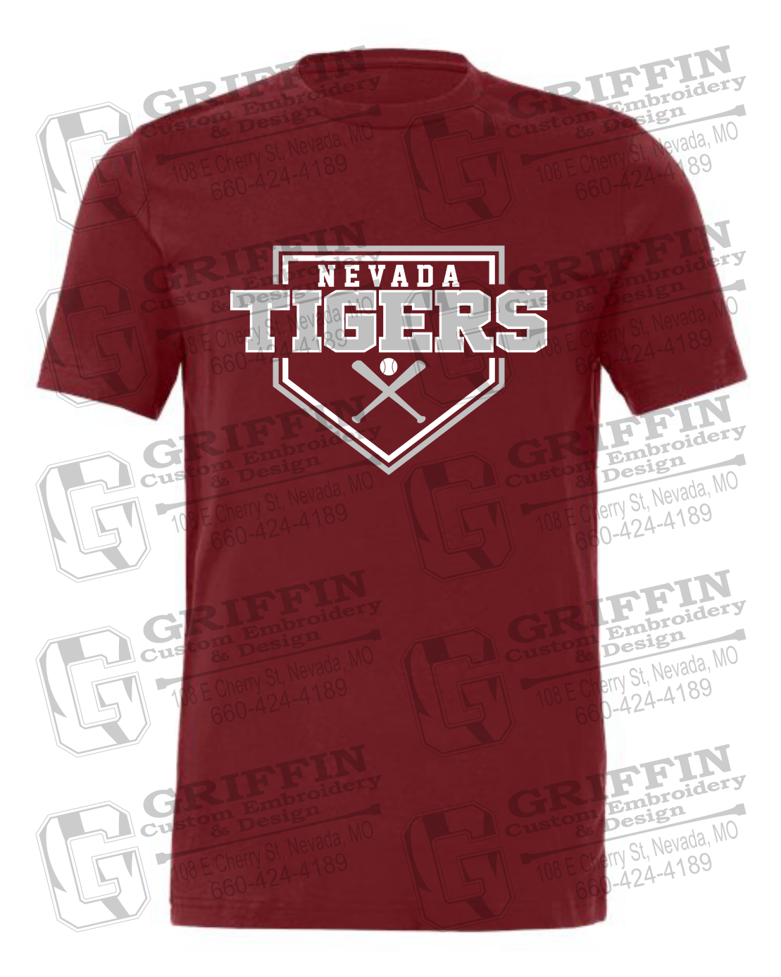 Cotton Short Sleeve T-Shirt - Baseball - Nevada Tigers 25-A