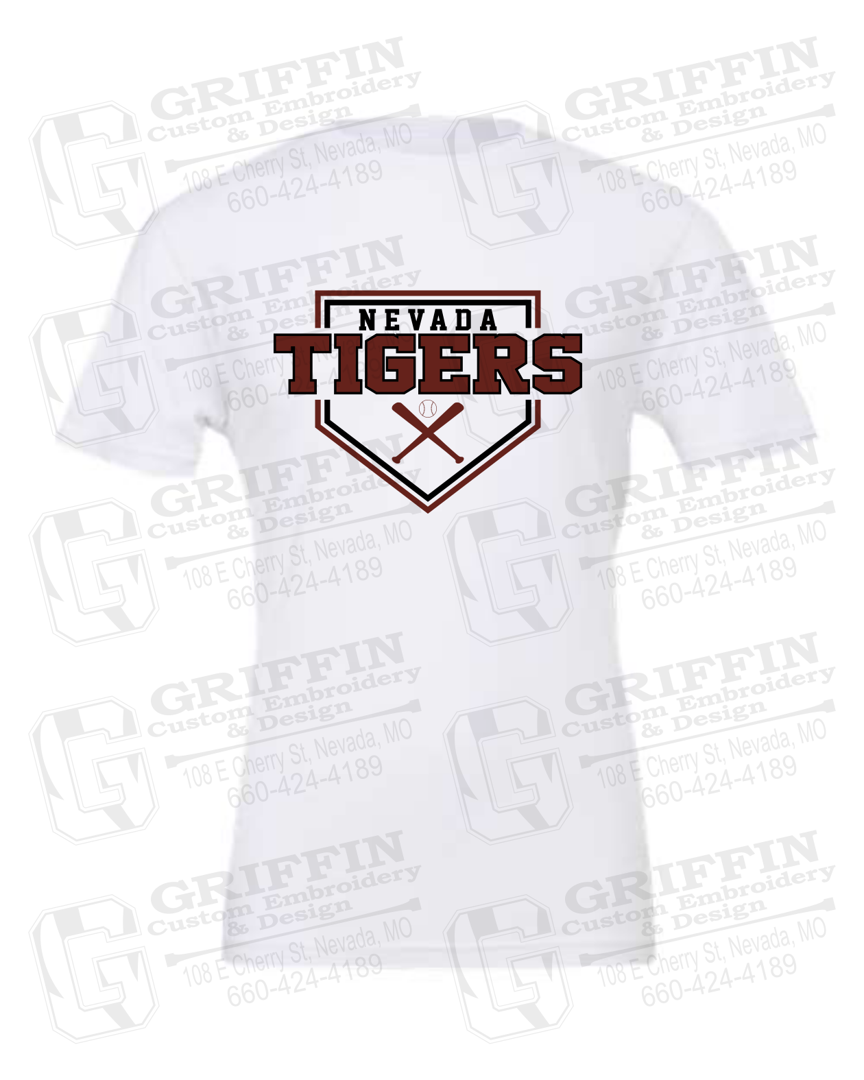 Cotton Short Sleeve T-Shirt - Baseball - Nevada Tigers 25-A