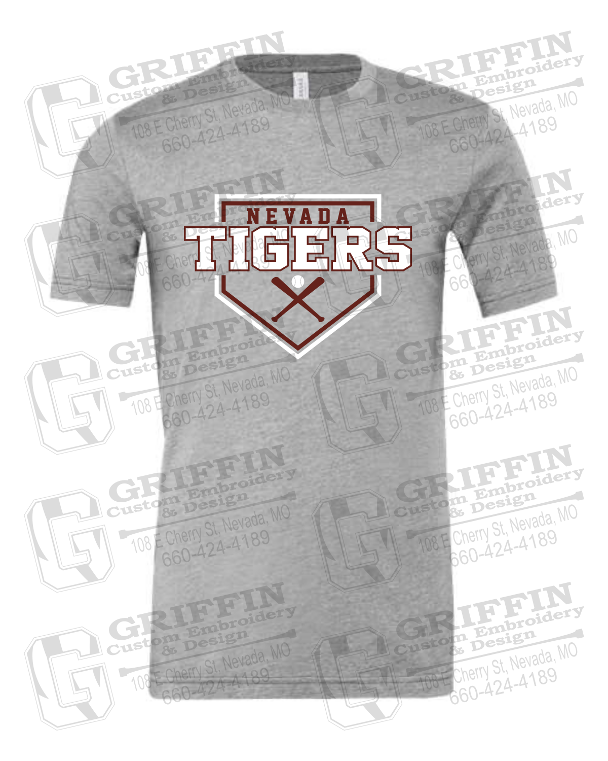 Cotton Short Sleeve T-Shirt - Baseball - Nevada Tigers 25-A