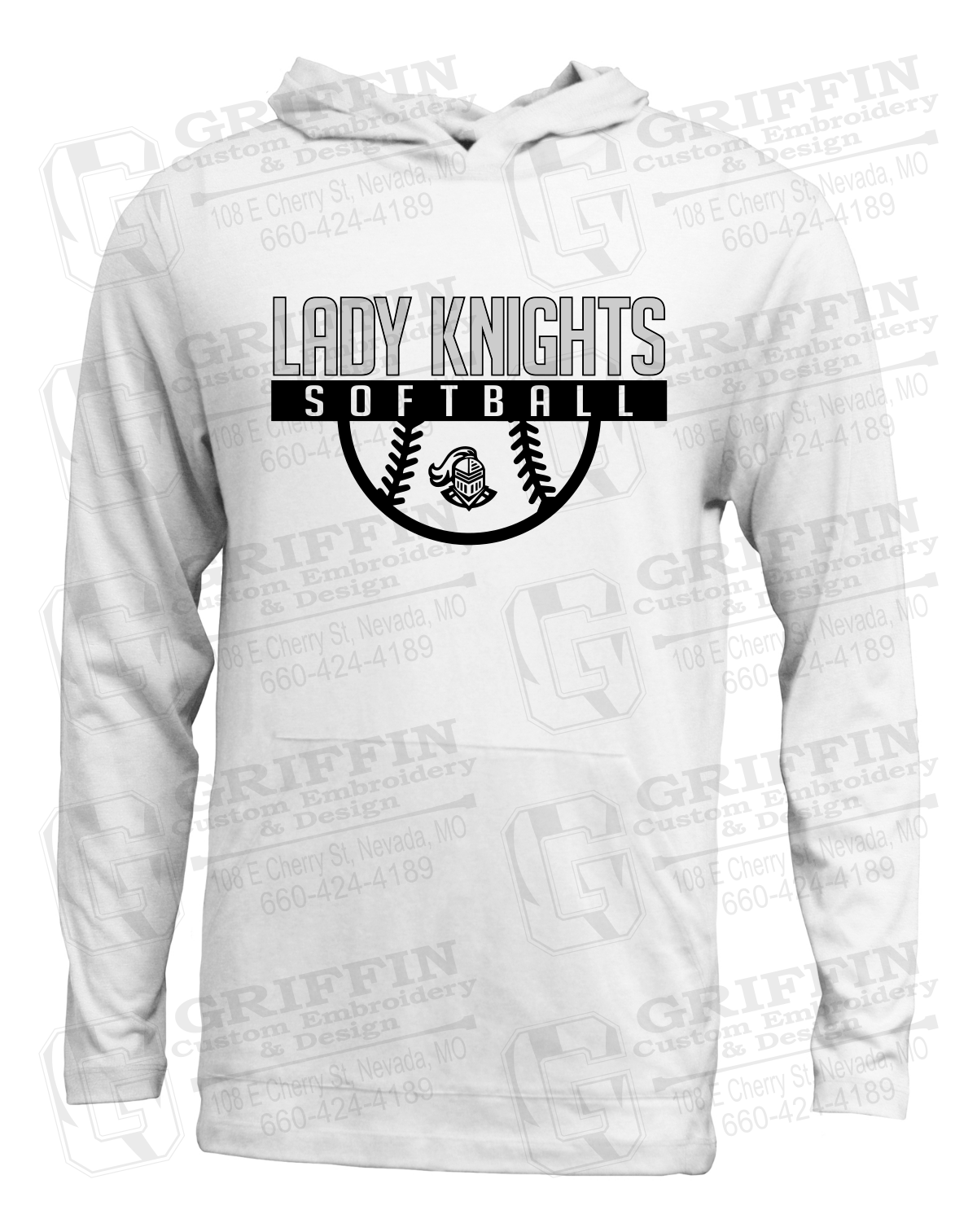 Soft-Tek T-Shirt Hoodie - Softball - NEVC Knights 25-A