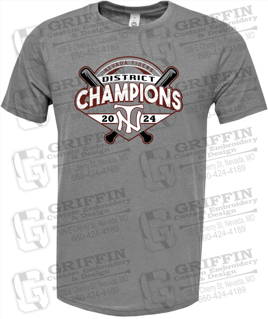 Soft-Tek Short Sleeve T-Shirt - Baseball District Champs 2024 - Nevada Tigers 25-C