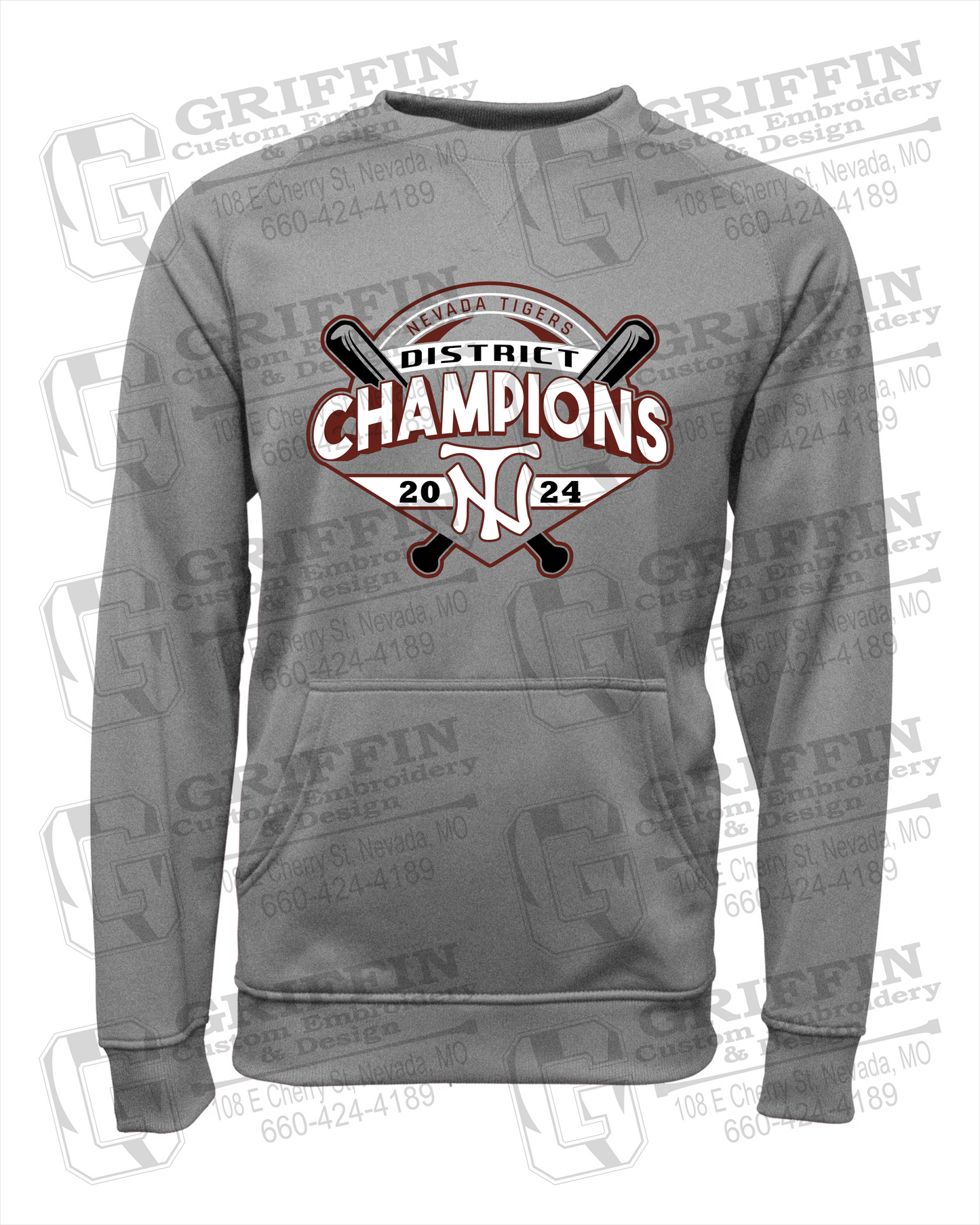 Performance Fleece Sweatshirt - Baseball District Champs 2024 - Nevada Tigers 25-C