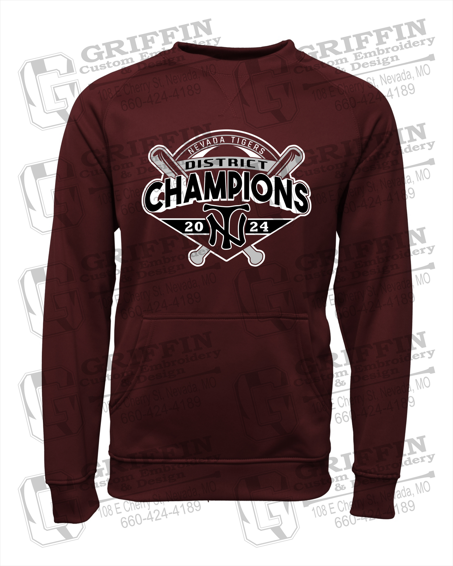 Performance Fleece Sweatshirt - Baseball District Champs 2024 - Nevada Tigers 25-C