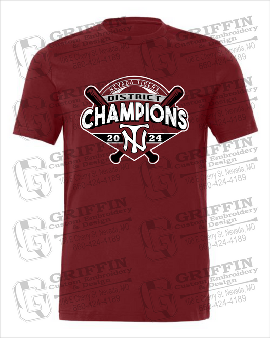 Short Sleeve Cotton T-Shirt - Baseball District Champs 2024 - Nevada Tigers 25-C