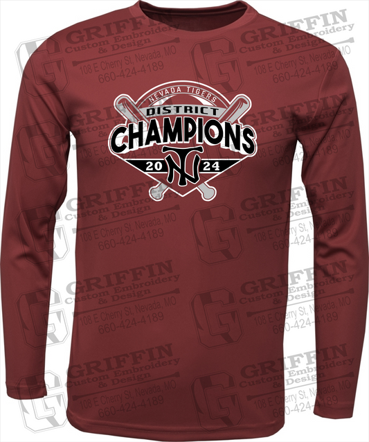 Dry-Fit Long Sleeve T-Shirt - Baseball District Champs 2024 - Nevada Tigers 25-C