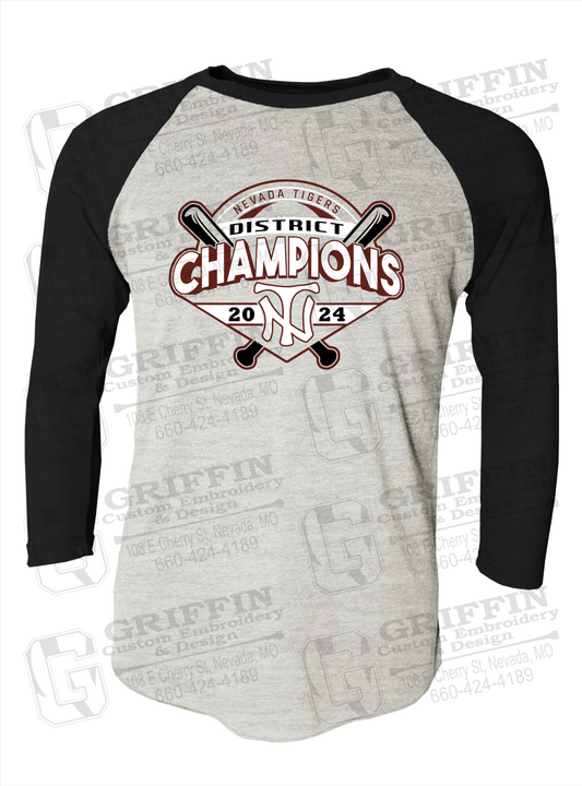 Tri-Blend Raglan Sleeve T-Shirt - Baseball District Champs 2024 - Nevada Tigers 25-C