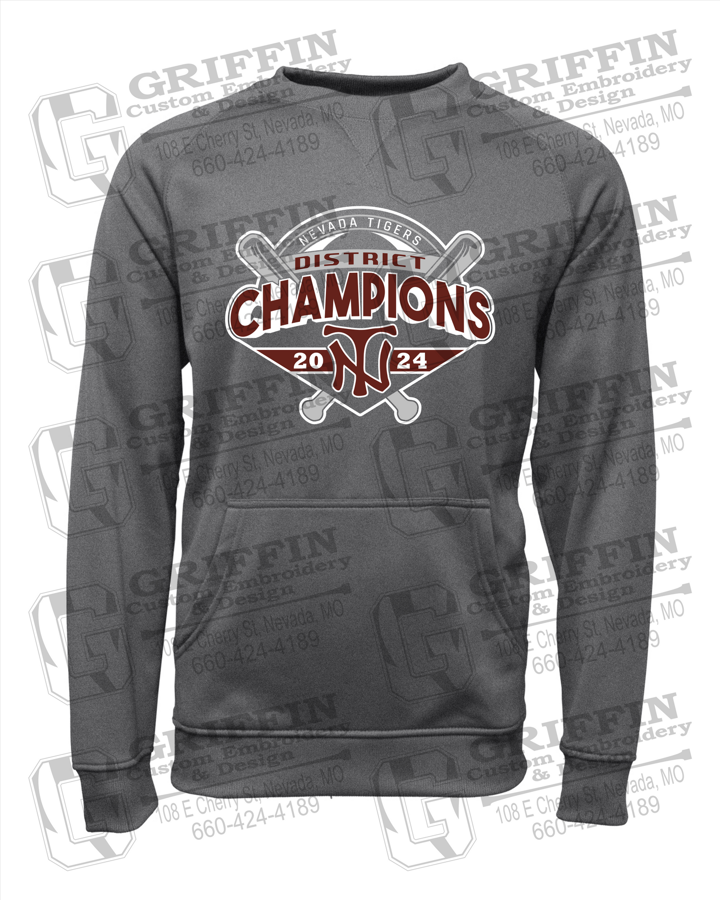Performance Fleece Sweatshirt - Baseball District Champs 2024 - Nevada Tigers 25-C