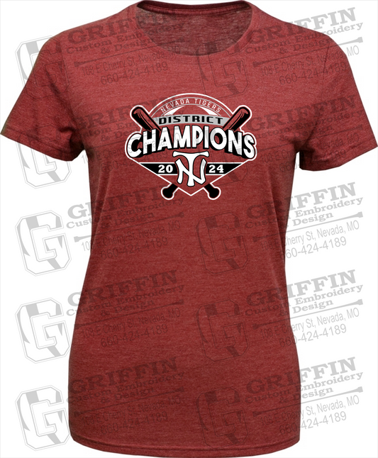 Womens Tri-Blend T-Shirt - Baseball District Champs 2024 - Nevada Tigers 25-C
