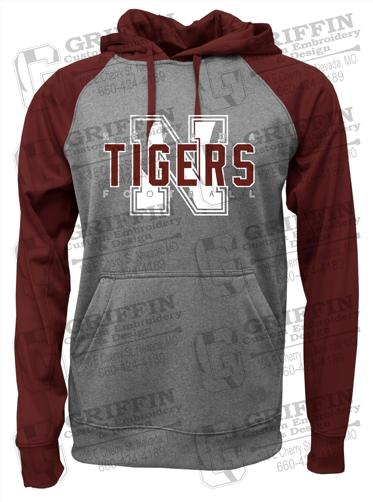 Performance Fleece Raglan Hoodie - Football - Nevada Tigers 25-J