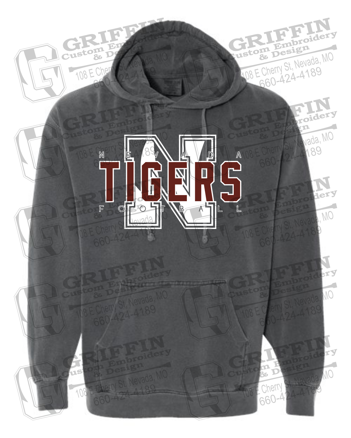 Comfort Colors Hoodie - Football - Nevada Tigers 25-J