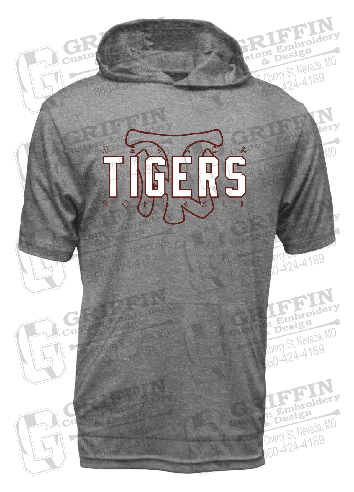Dry-Fit Short Sleeve T-Shirt Hoodie - Softball - Nevada Tigers 25-K