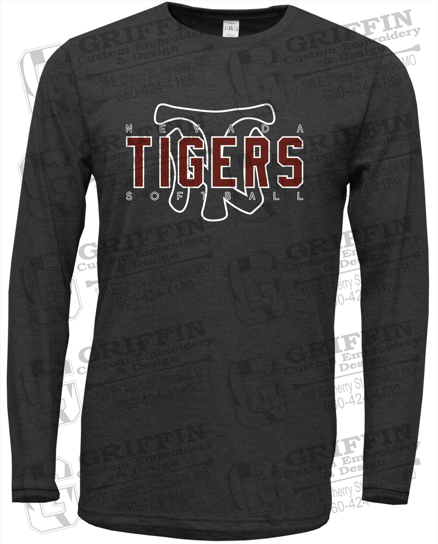 Soft-Tek Long Sleeve T-Shirt - Softball - Nevada Tigers 25-K