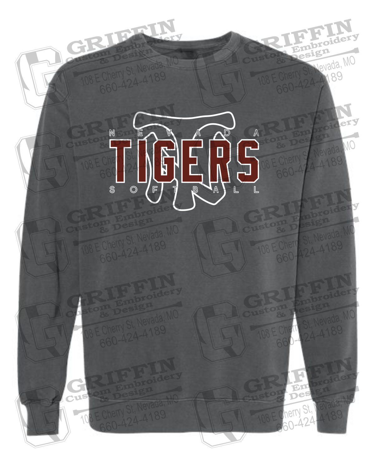 Comfort Colors Crewneck Sweatshirt - Softball - Nevada Tigers 25-K