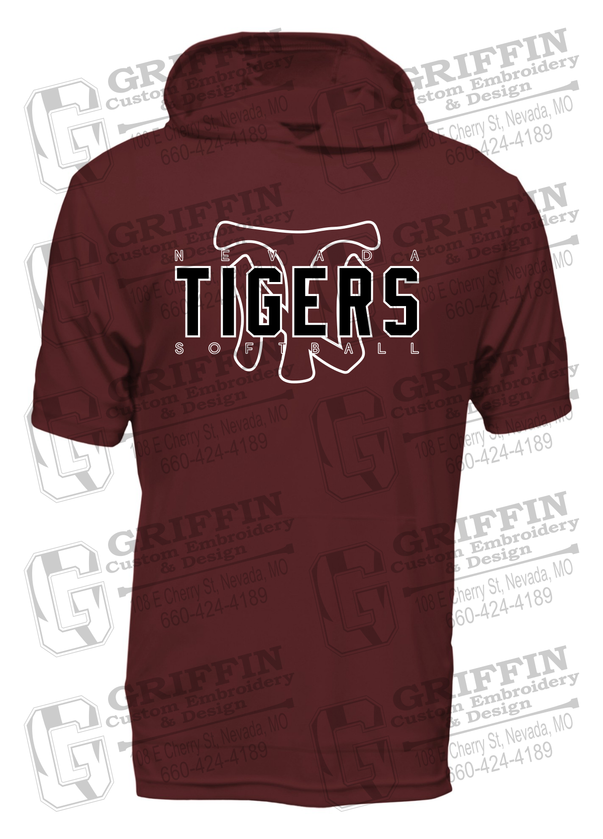 Dry-Fit Short Sleeve T-Shirt Hoodie - Softball - Nevada Tigers 25-K