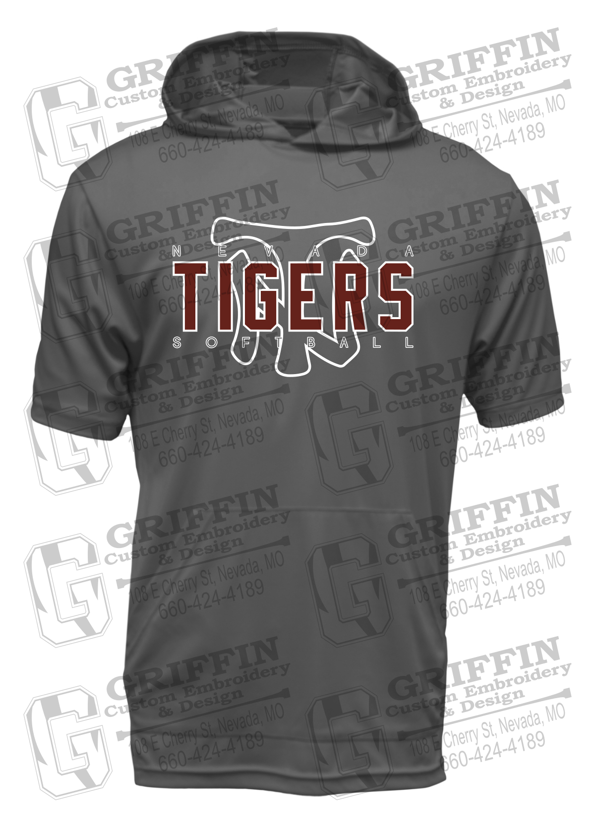Dry-Fit Short Sleeve T-Shirt Hoodie - Softball - Nevada Tigers 25-K