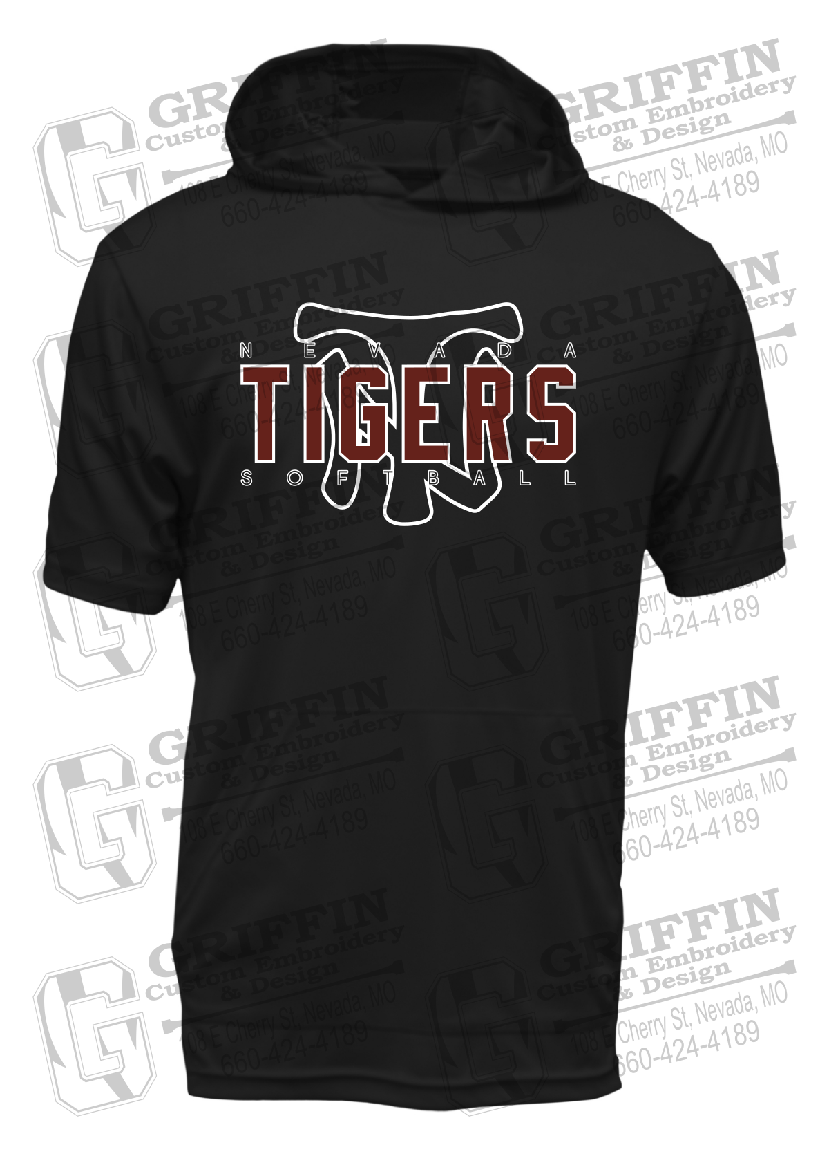 Dry-Fit Short Sleeve T-Shirt Hoodie - Softball - Nevada Tigers 25-K