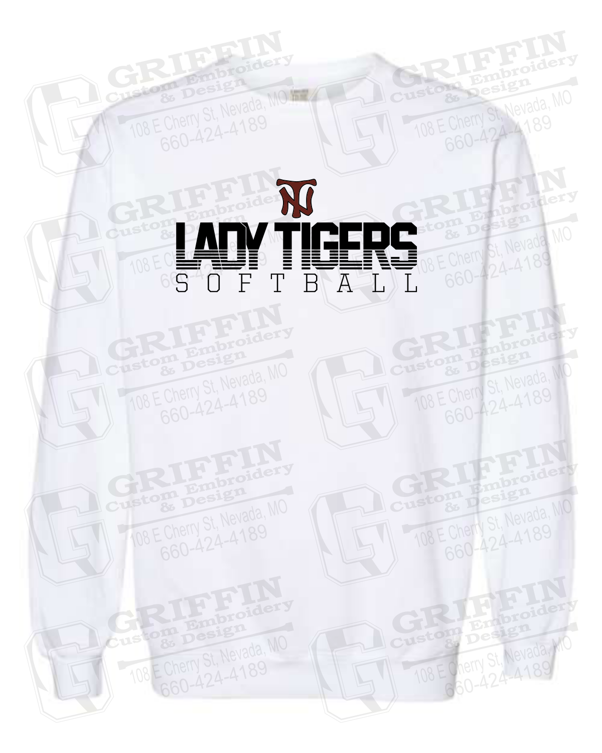 Comfort Colors Crewneck Sweatshirt - Softball - Nevada Tigers 25-L