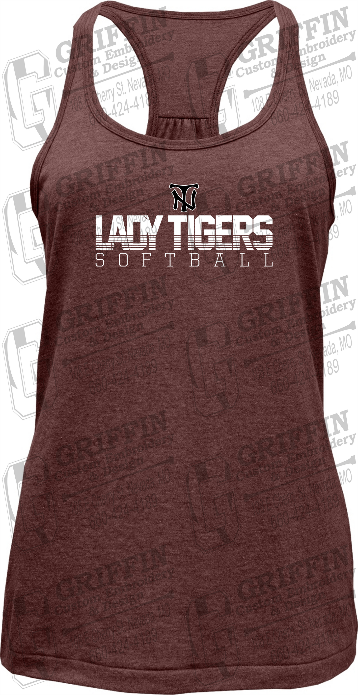 Womens Tri-Blend Tank Top - Softball - Nevada Tigers 25-L
