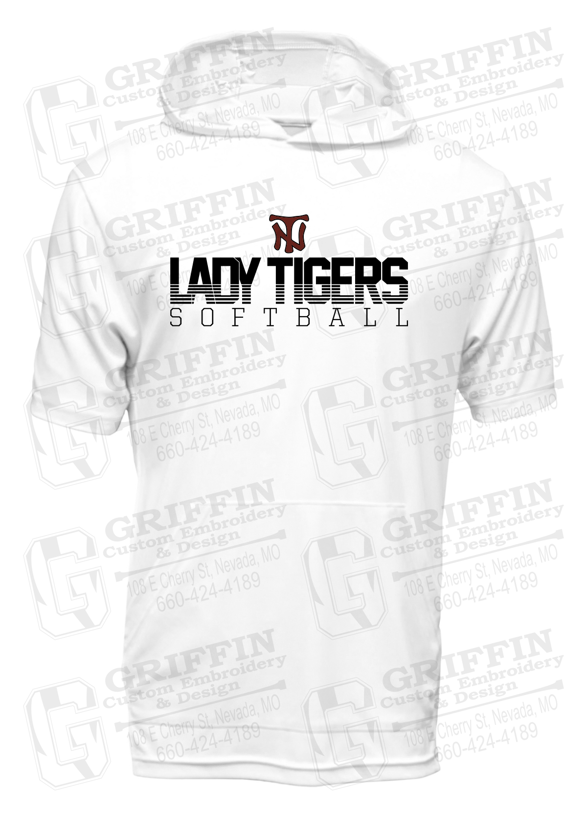 Dry-Fit Short Sleeve T-Shirt Hoodie - Softball - Nevada Tigers 25-L