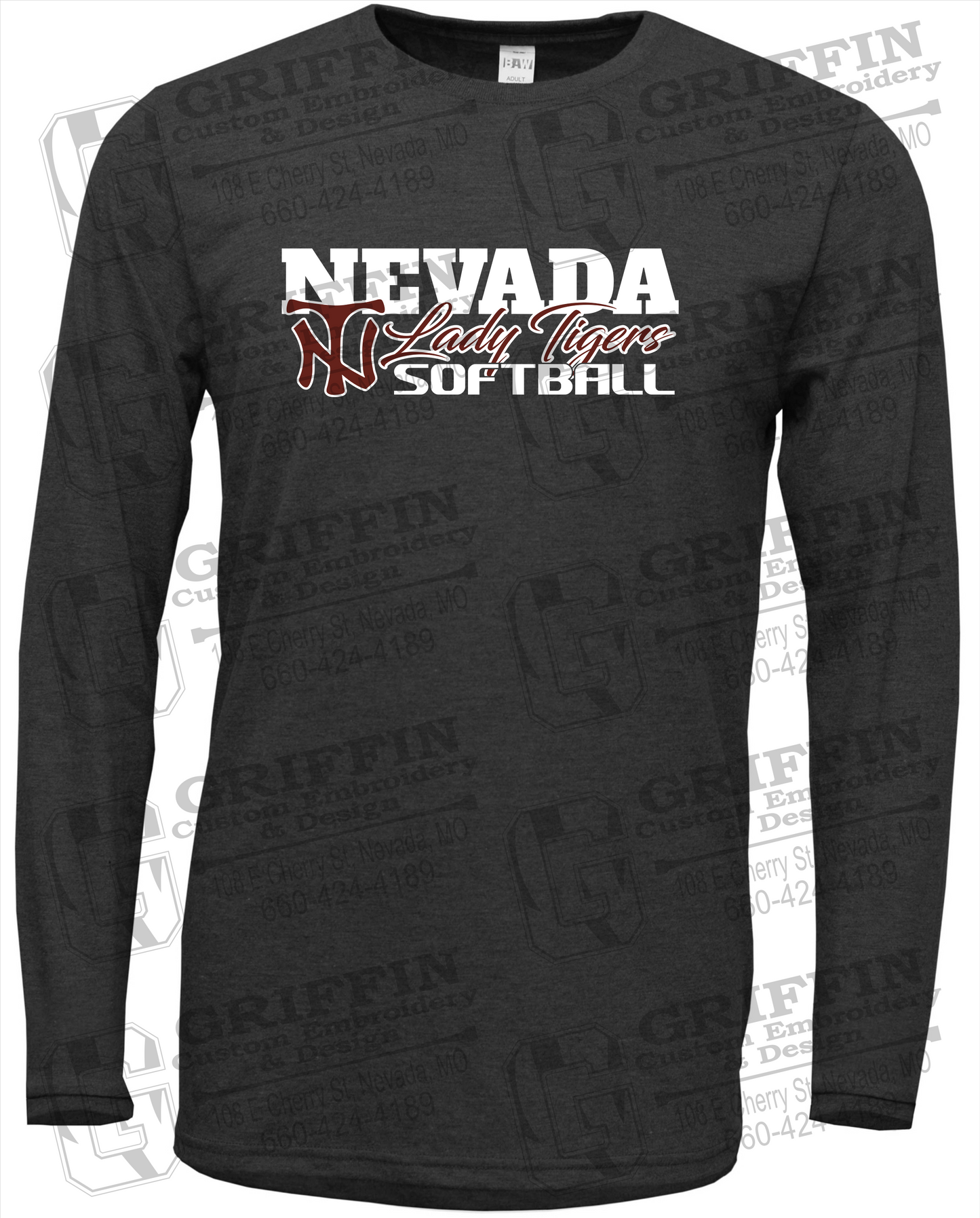 Soft-Tek Long Sleeve T-Shirt - Softball - Nevada Tigers 25-M