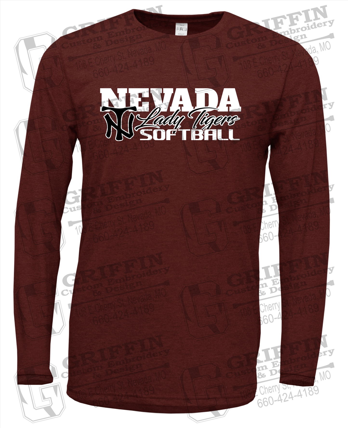 Soft-Tek Long Sleeve T-Shirt - Softball - Nevada Tigers 25-M