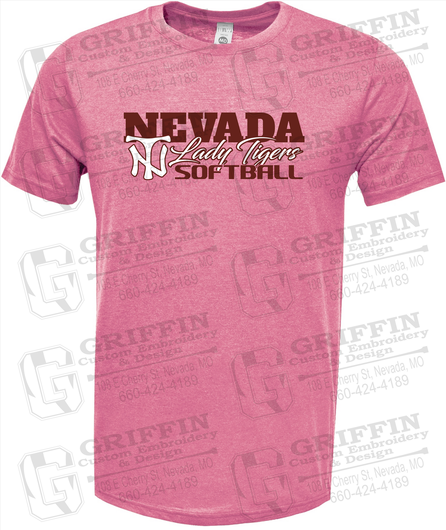 Soft-Tek Short Sleeve T-Shirt - Softball - Nevada Tigers 25-M