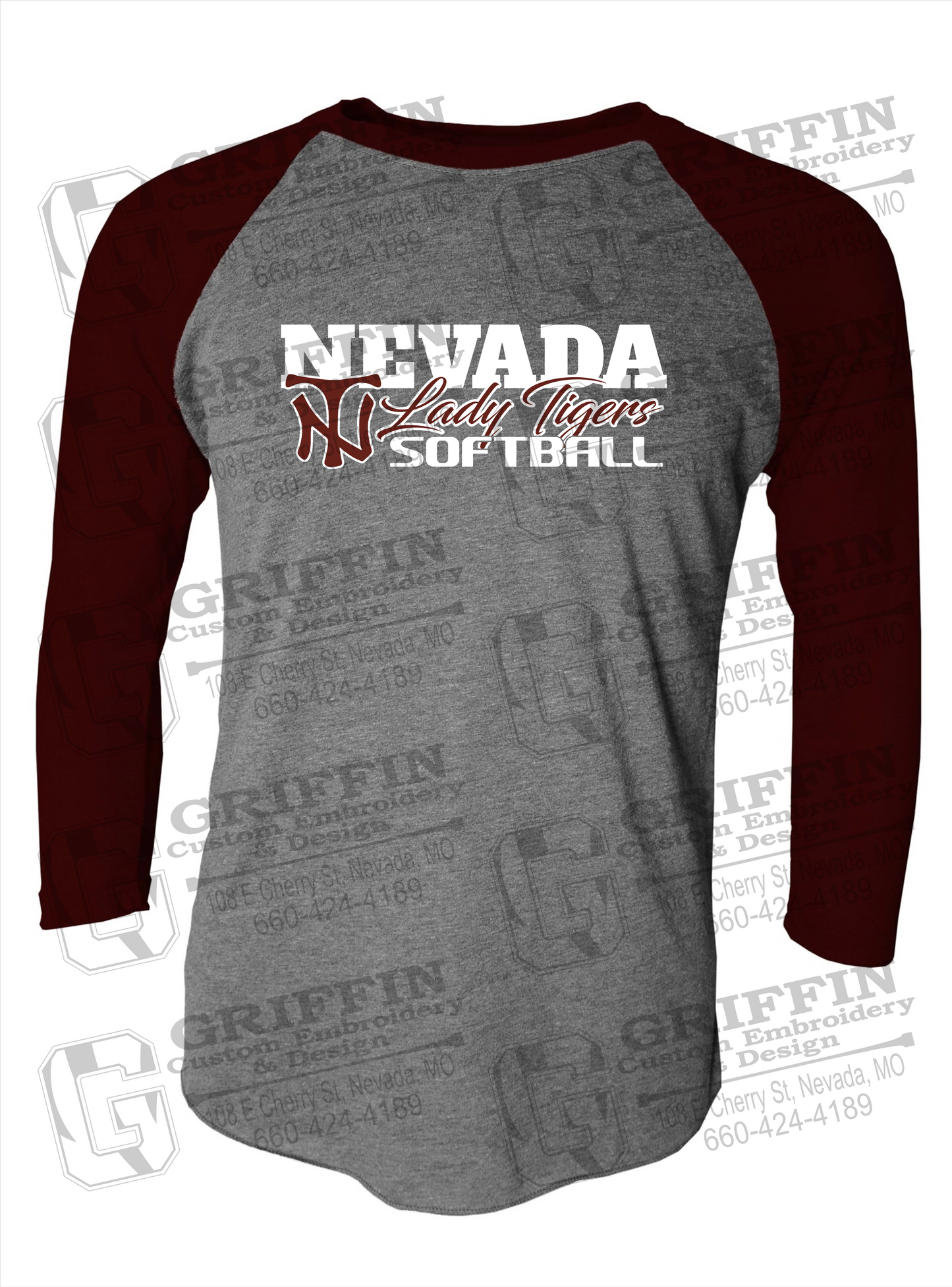 Tri-Blend Raglan Sleeve T-Shirt - Softball - Nevada Tigers 25-M