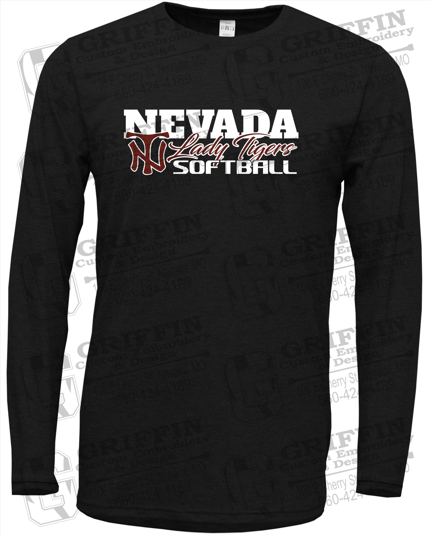 Soft-Tek Long Sleeve T-Shirt - Softball - Nevada Tigers 25-M