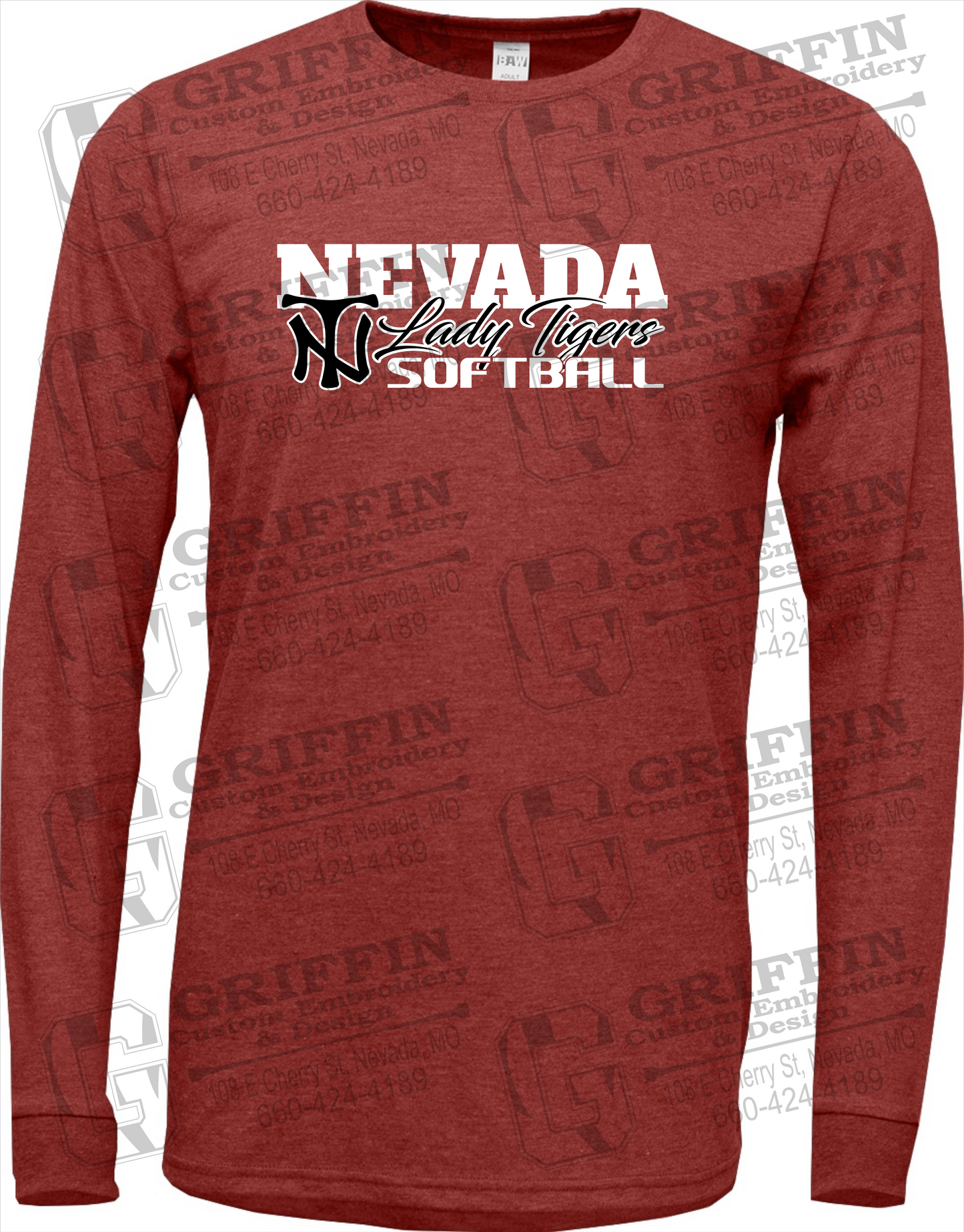 Soft-Tek Long Sleeve T-Shirt - Softball - Nevada Tigers 25-M
