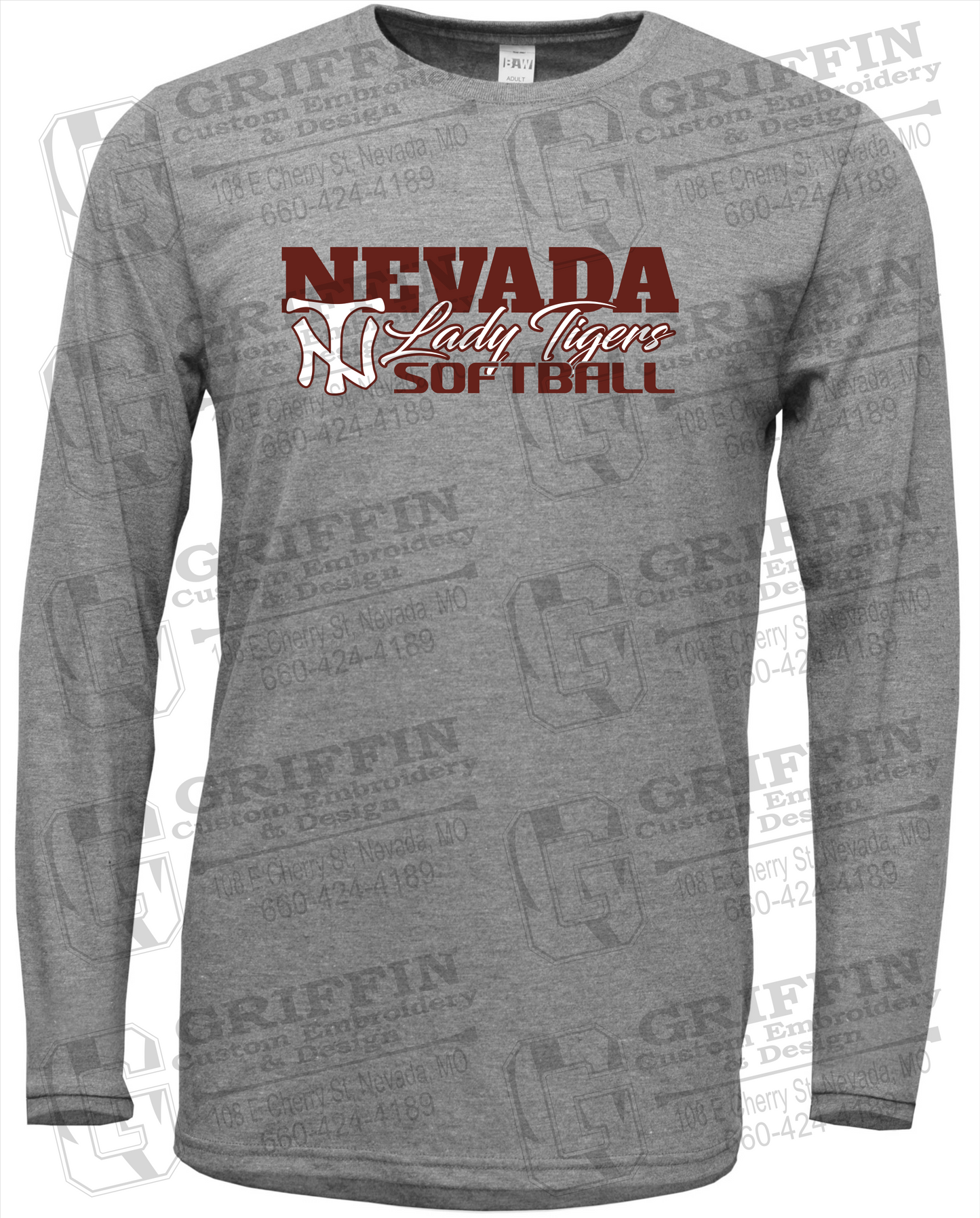 Soft-Tek Long Sleeve T-Shirt - Softball - Nevada Tigers 25-M