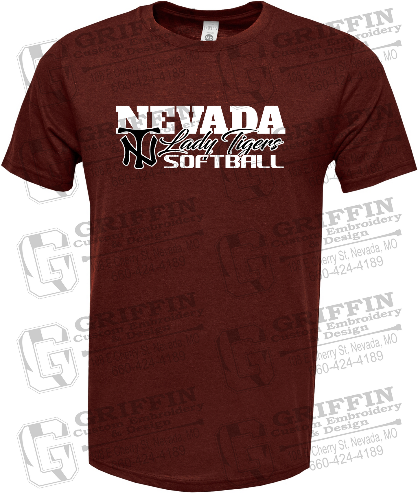 Soft-Tek Short Sleeve T-Shirt - Softball - Nevada Tigers 25-M