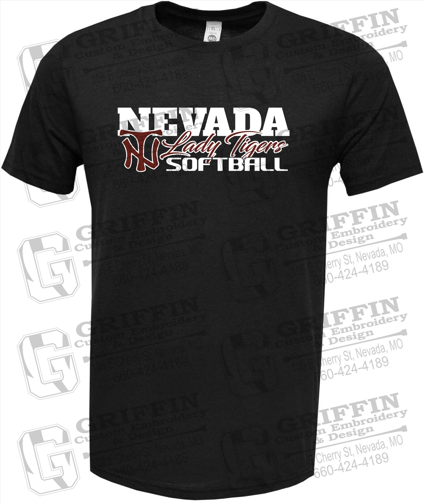 Soft-Tek Short Sleeve T-Shirt - Softball - Nevada Tigers 25-M