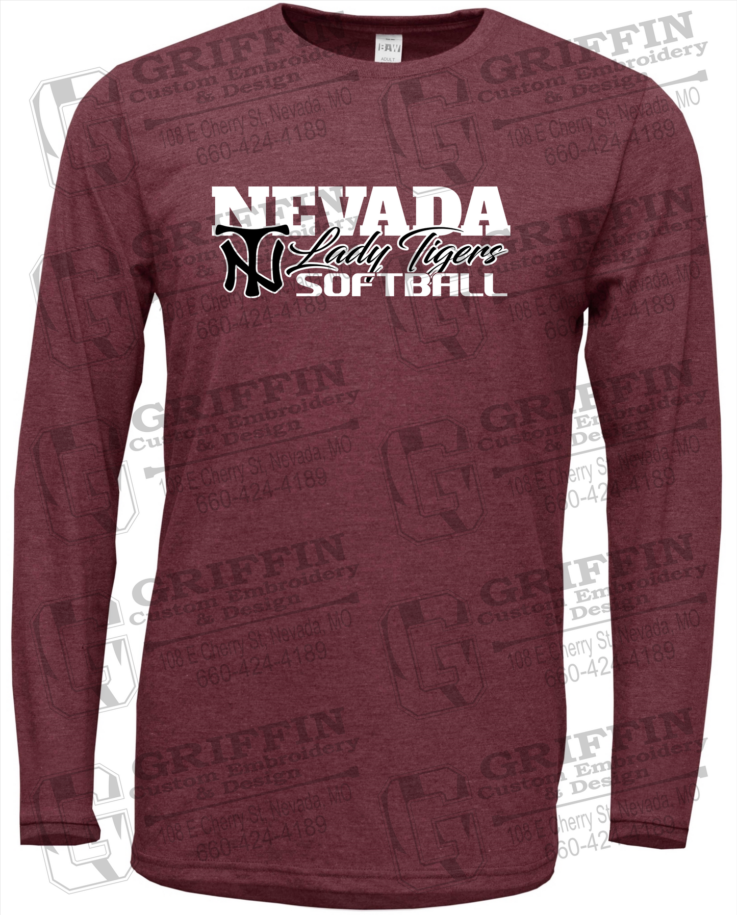 Soft-Tek Long Sleeve T-Shirt - Softball - Nevada Tigers 25-M