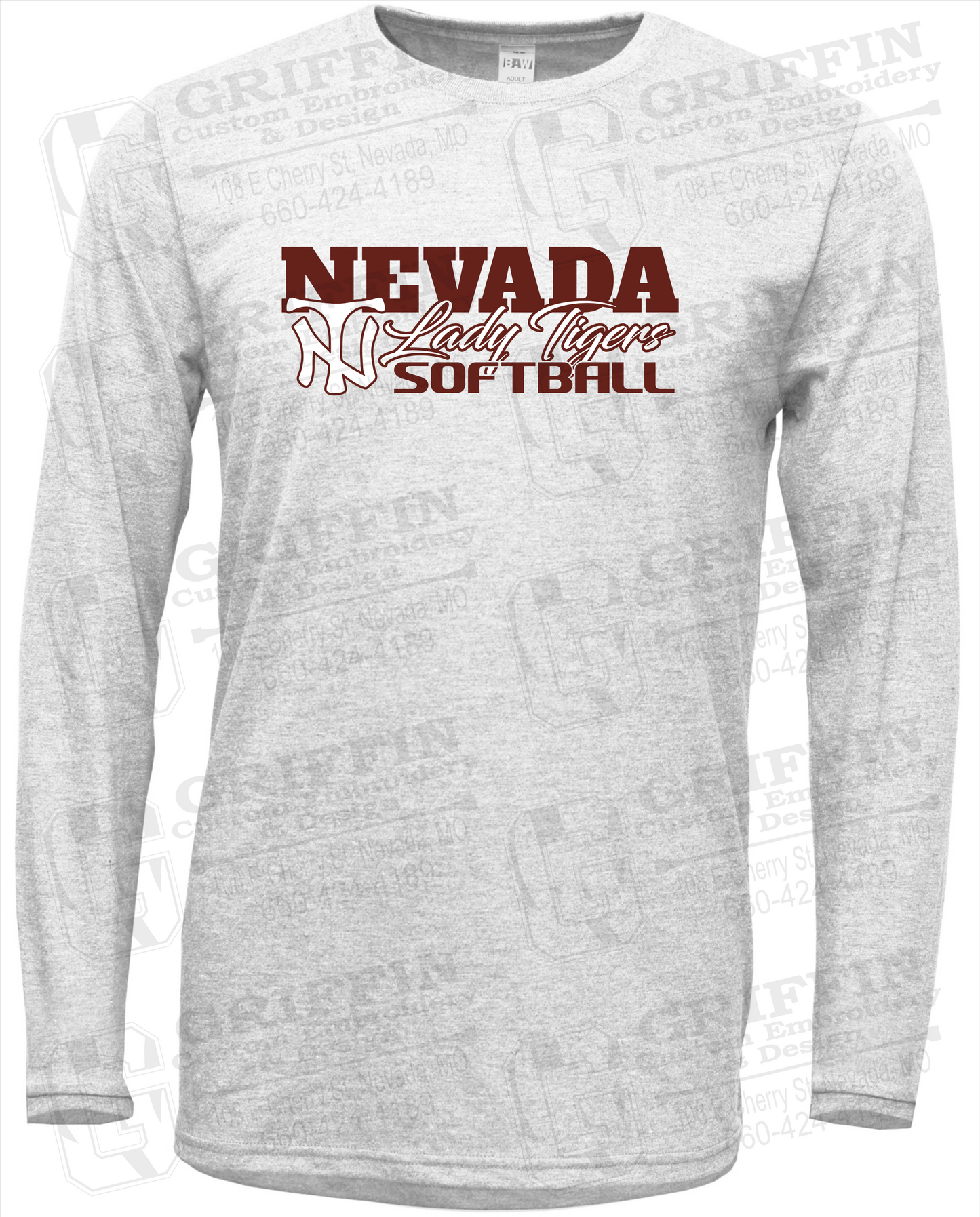Soft-Tek Long Sleeve T-Shirt - Softball - Nevada Tigers 25-M