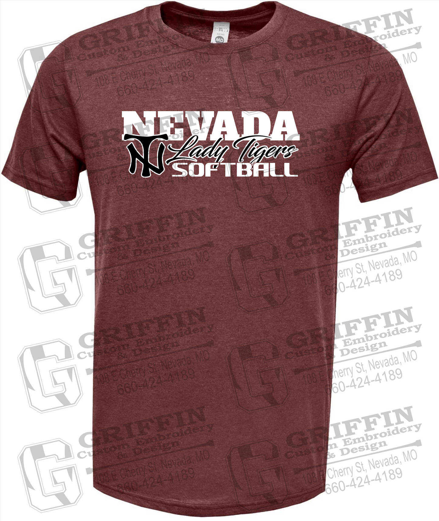 Soft-Tek Short Sleeve T-Shirt - Softball - Nevada Tigers 25-M