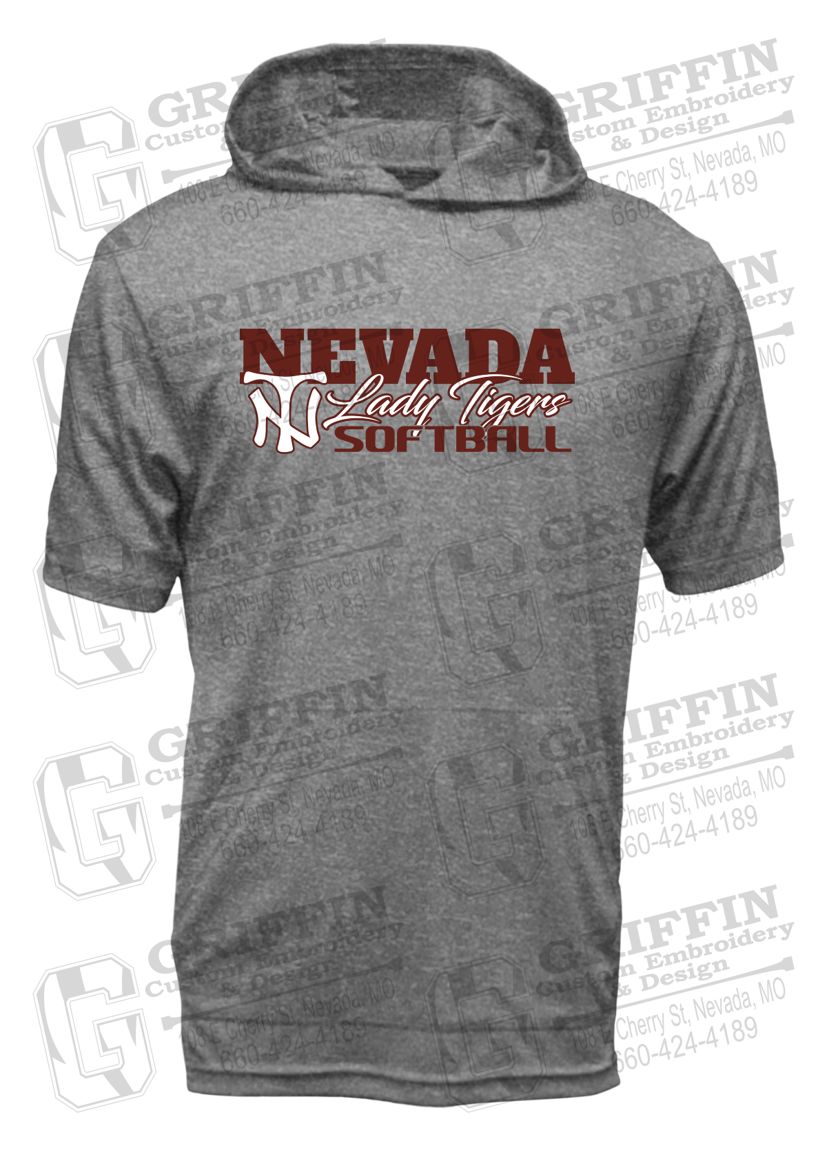 Dry-Fit Short Sleeve T-Shirt Hoodie - Softball - Nevada Tigers 25-M