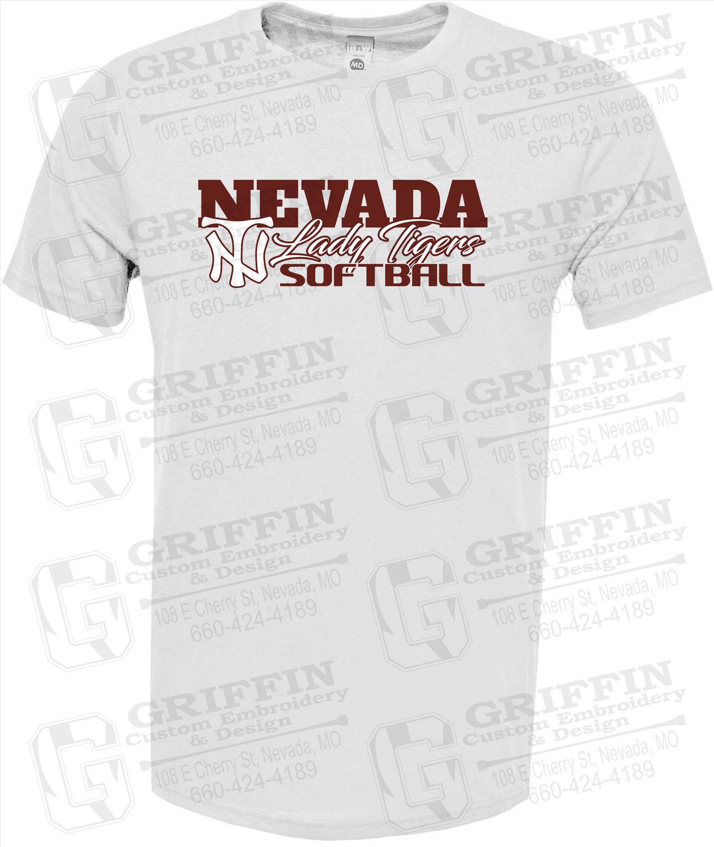 Soft-Tek Short Sleeve T-Shirt - Softball - Nevada Tigers 25-M
